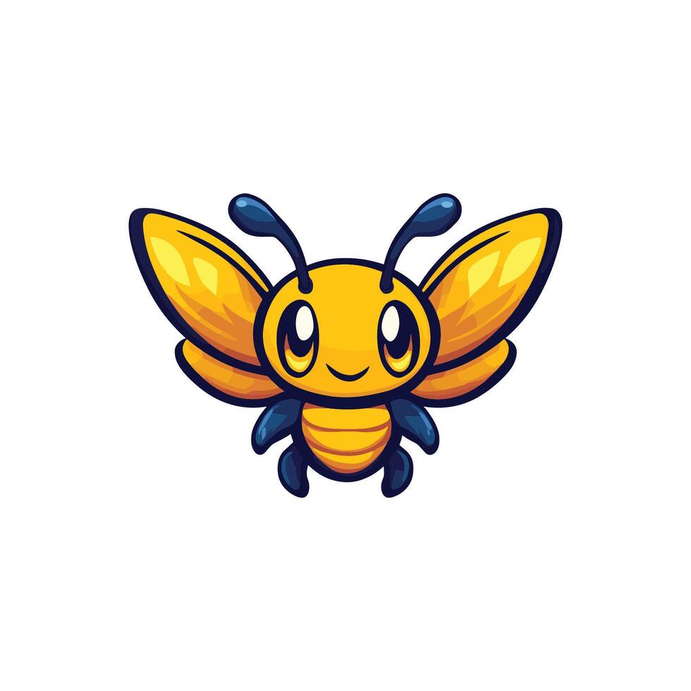 A cartoon bee with blue eyes and yellow wings vector