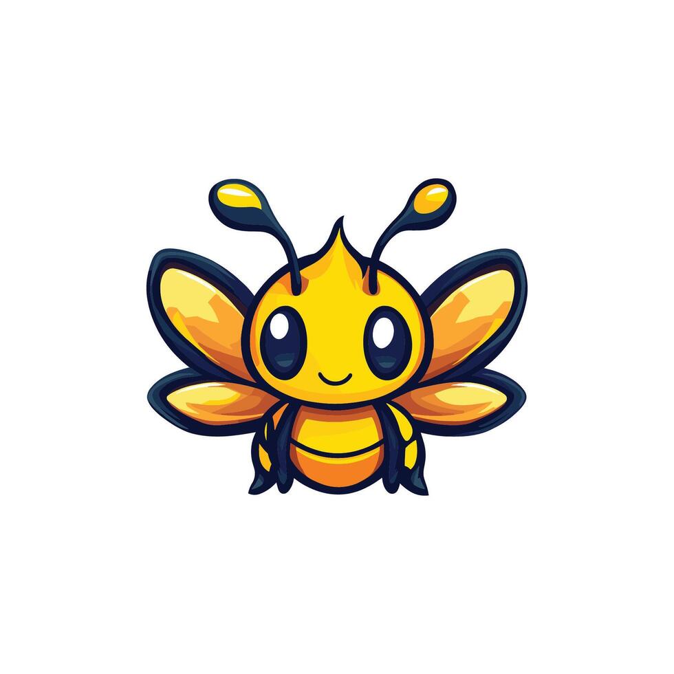 A cartoon bee with big eyes and a yellow body vector