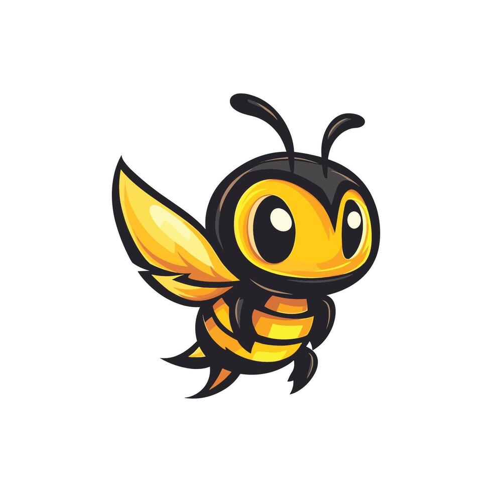 A cartoon bee with black and yellow wings vector