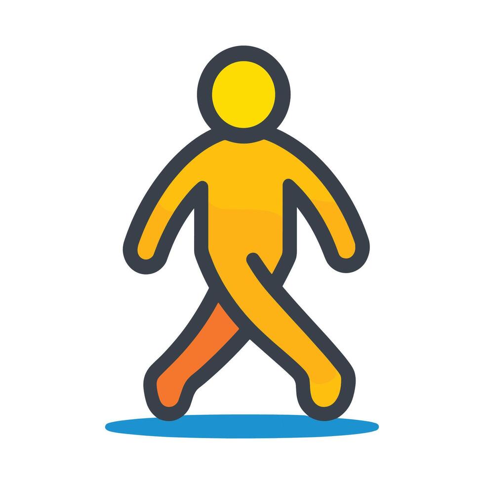 Cartoon man is walking with his legs crossed. The man is wearing a yellow shirt vector
