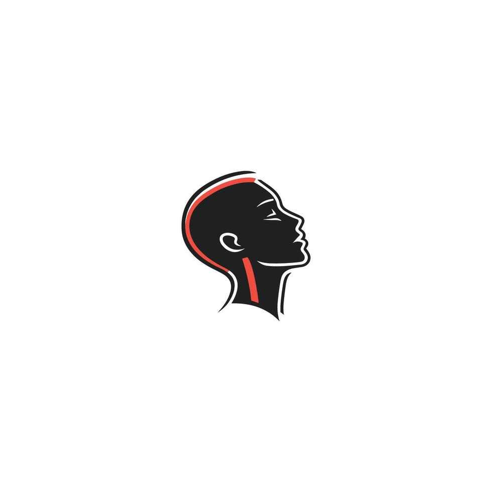 Black and red head with a red line on the neck. The head is the main focus of the image vector