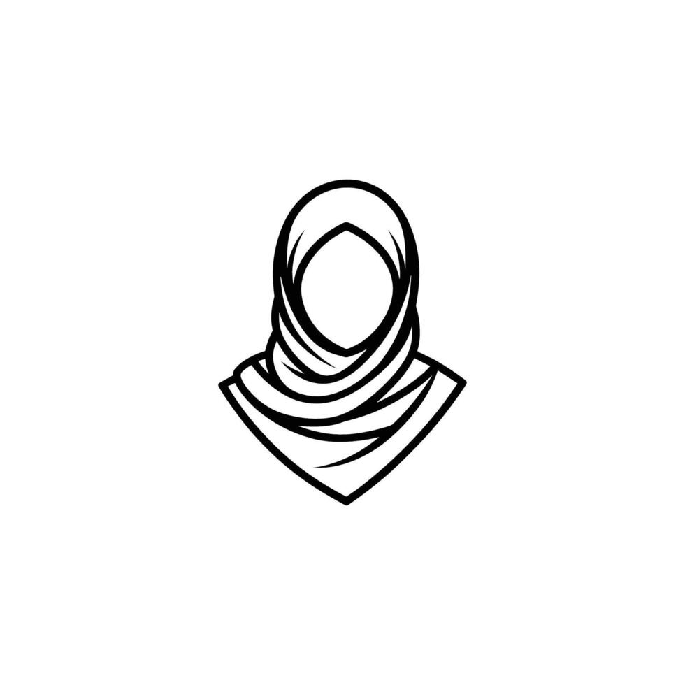A black and white illustration of a woman wearing a hijab vector