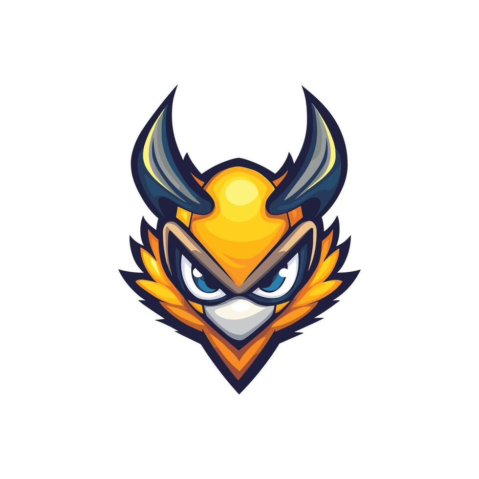 An angry bird mascot head with horns vector