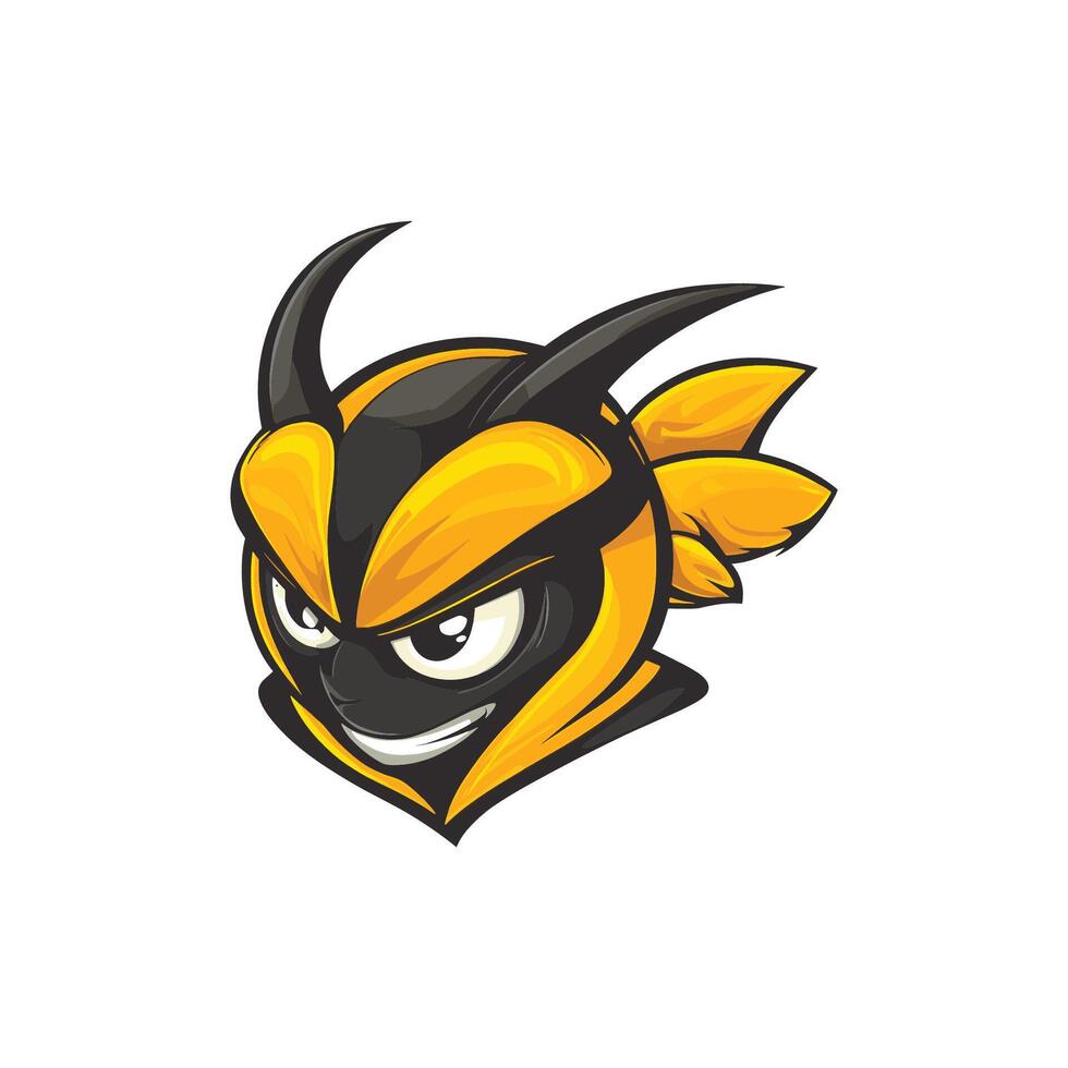 A yellow and black horned head with horns vector