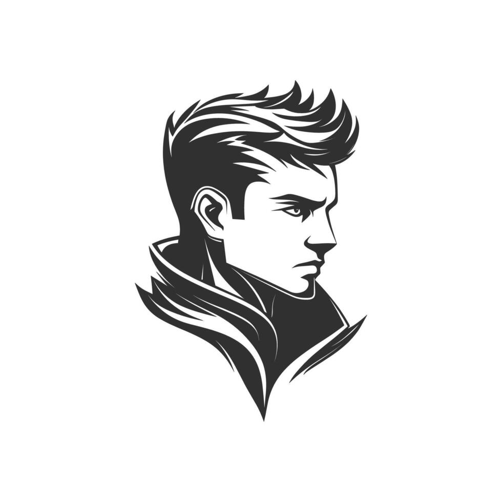 Man with a beard and short hair is wearing a jacket. He has a serious expression on his face vector