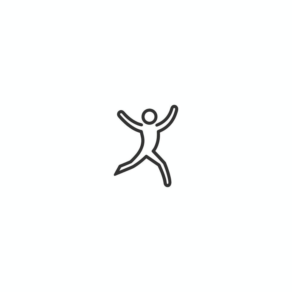 A black and white line drawing of a man jumping vector