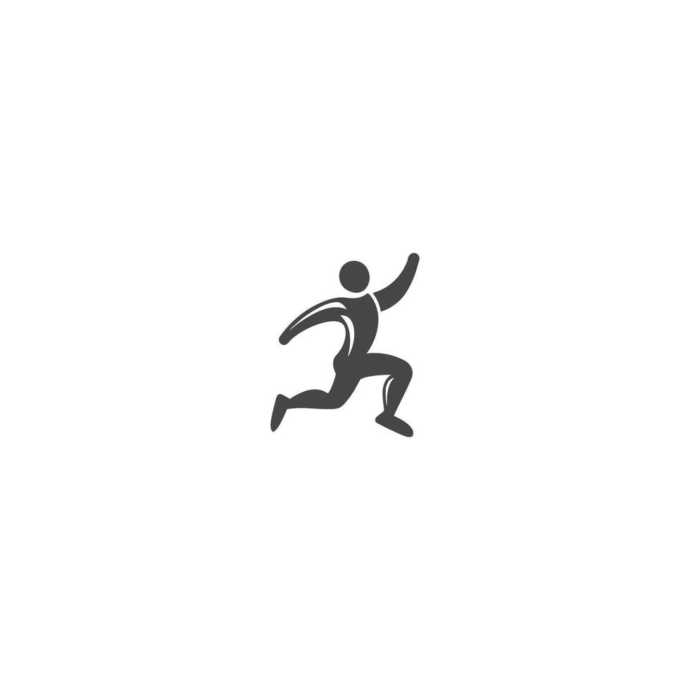 A black and white illustration of a man running vector