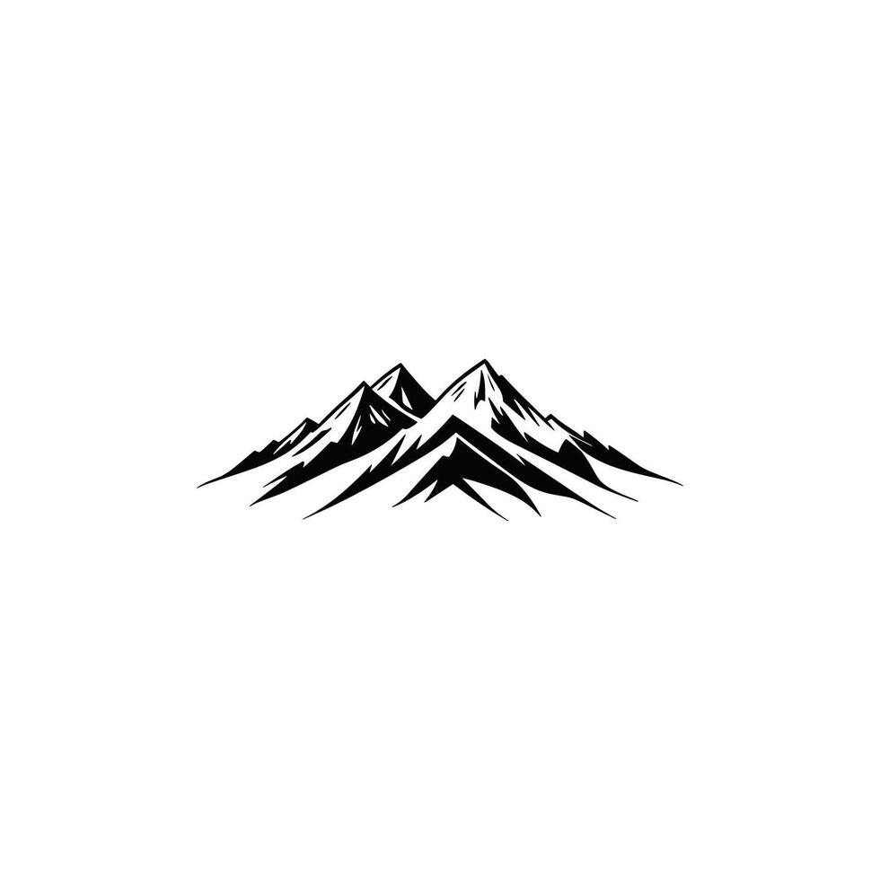 Mountain range is depicted in black and white. The mountains are tall and majestic vector