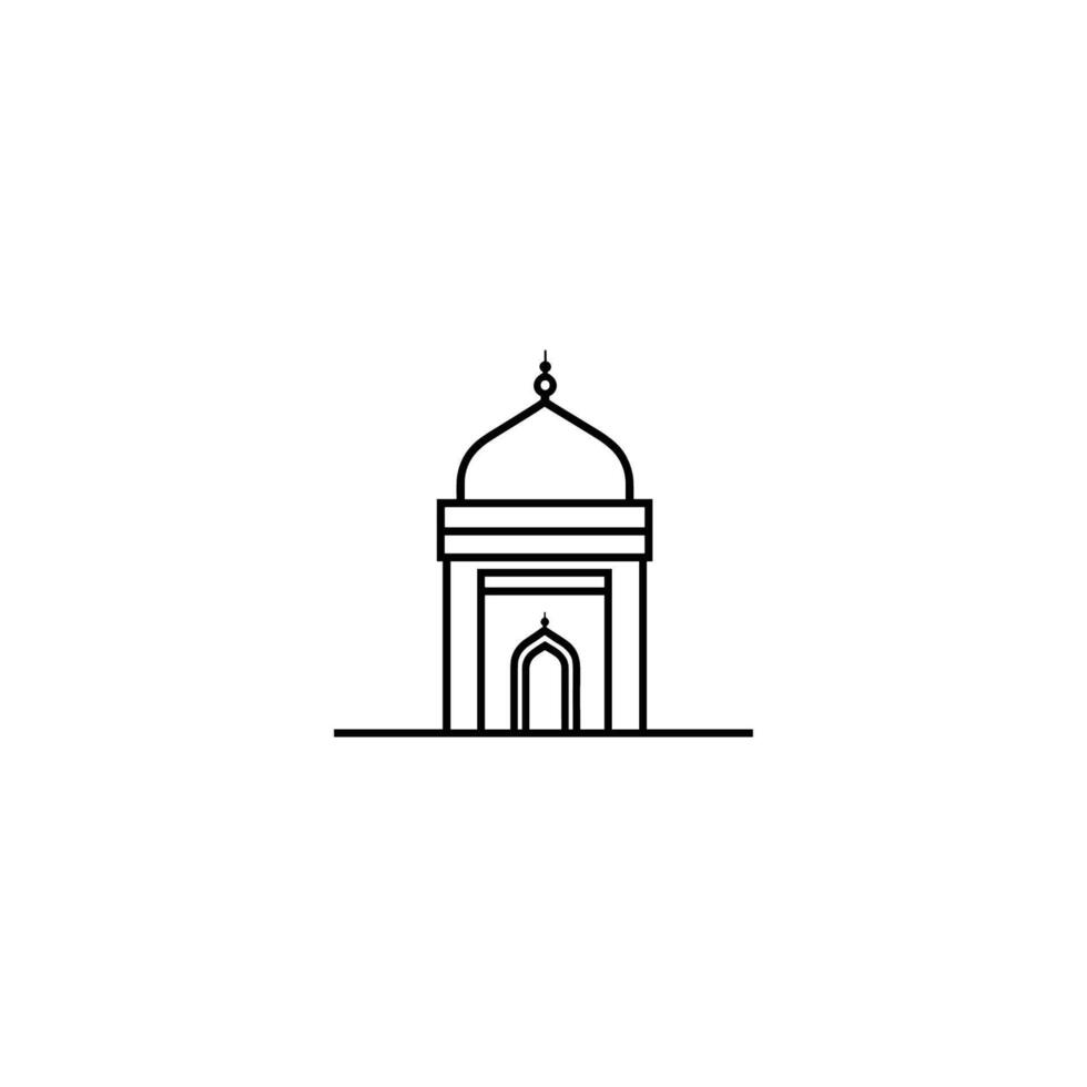 Building with a dome on top. It is a mosque. The building is white vector