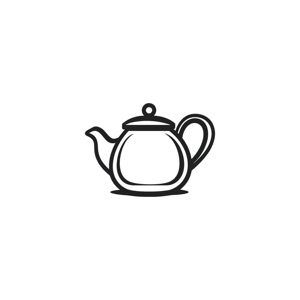 Black and white teapot with a lid. The teapot is sitting on a white background vector