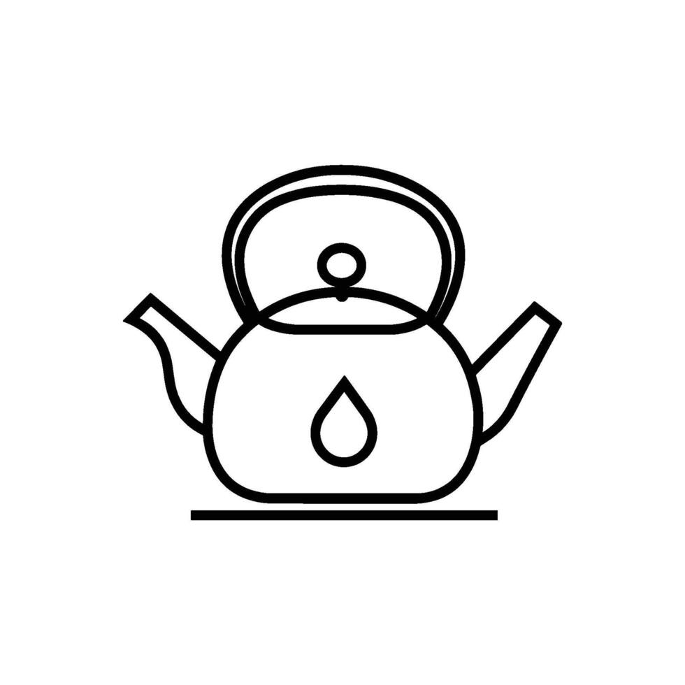 Simple black and white drawing of a teapot with a handle and spout vector