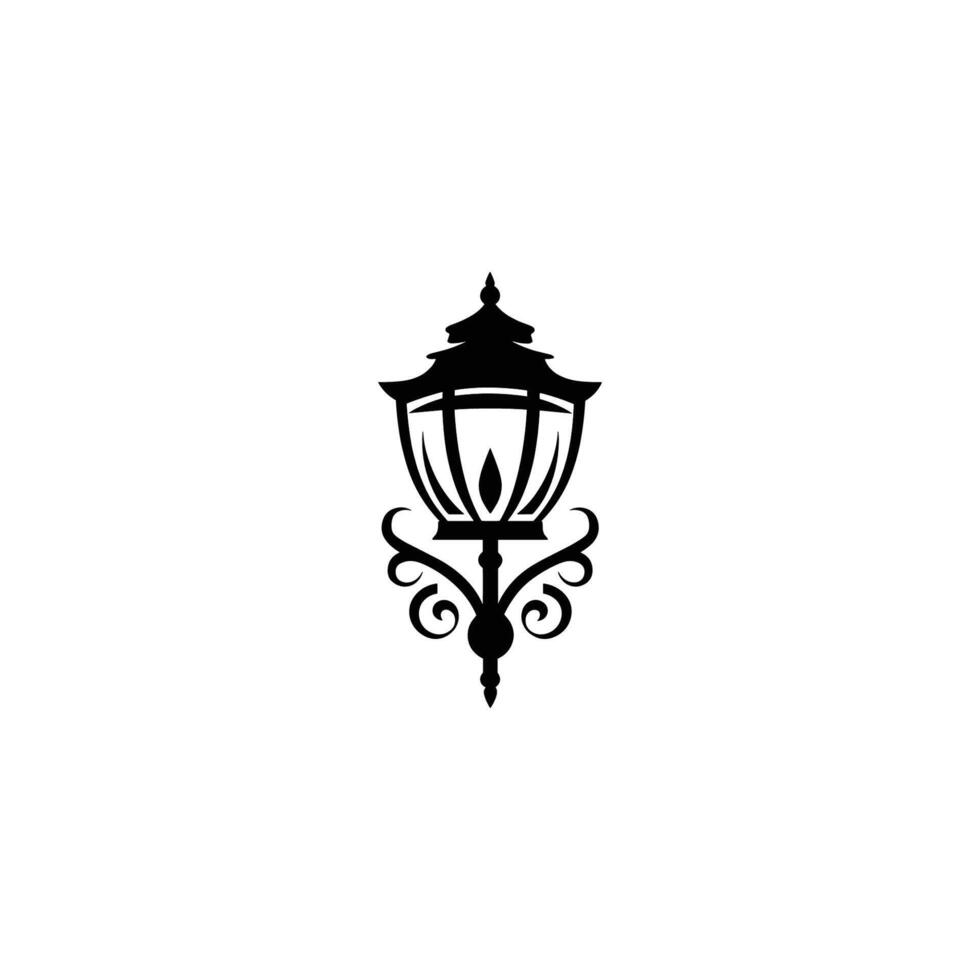Black and white lamp with a white background. The lamp is the main focus of the image vector