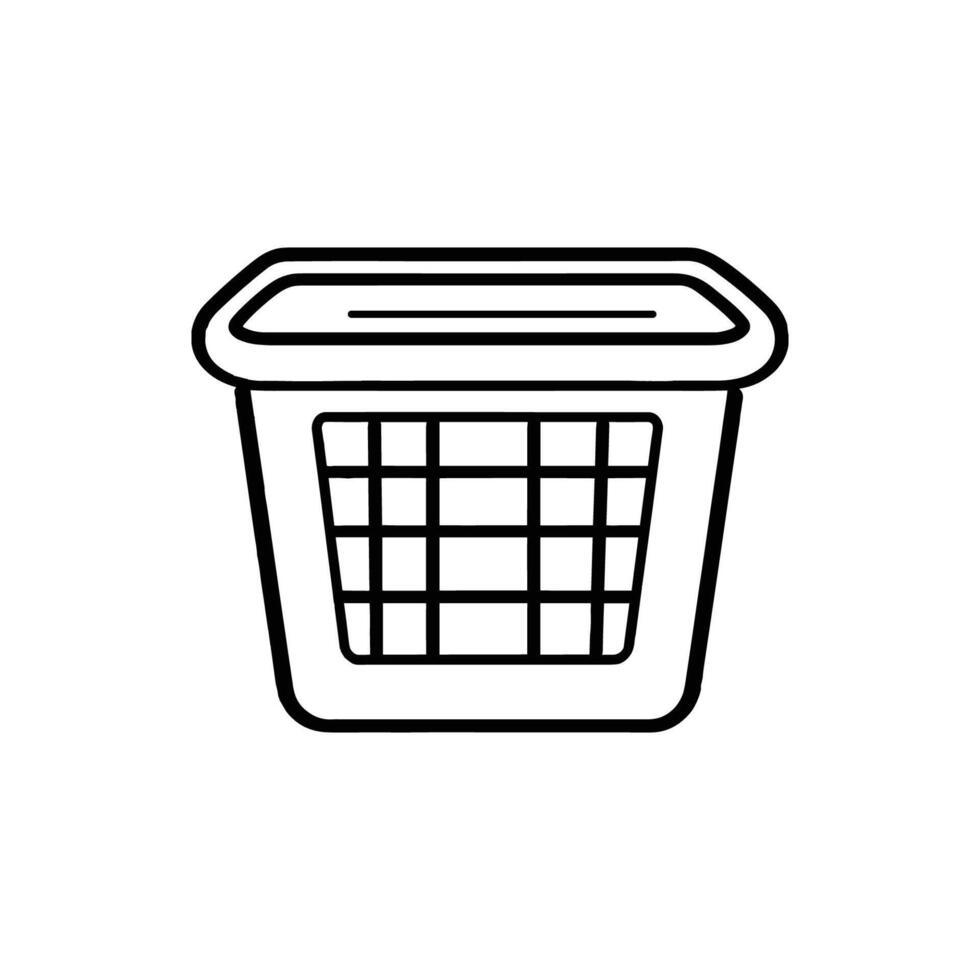 Black and white image of a trash can. The trash can is empty and has a lid on top vector