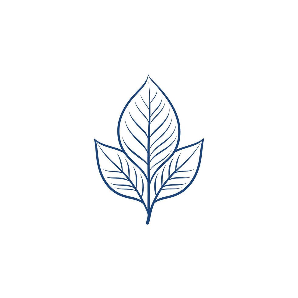 Blue leaf with three leaves on it. The leaves are drawn in a stylized way. The image has a calm vector