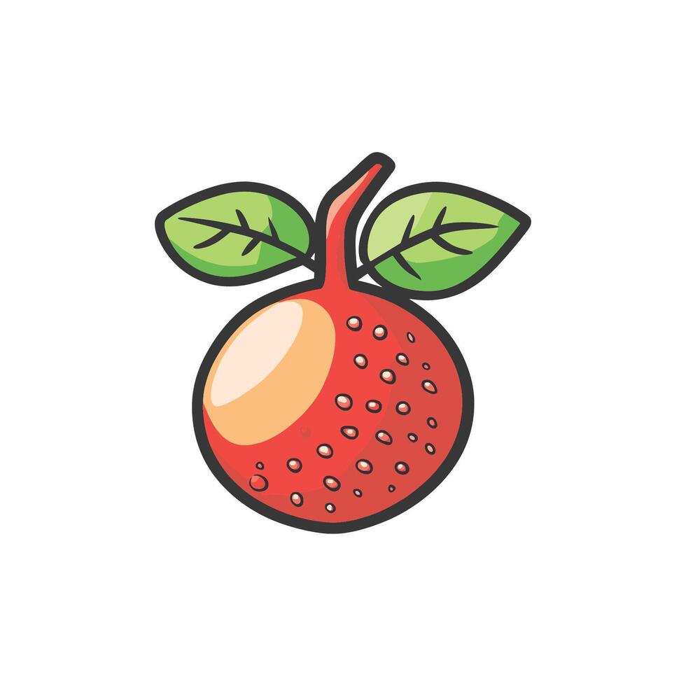 An apple with leaves on it vector