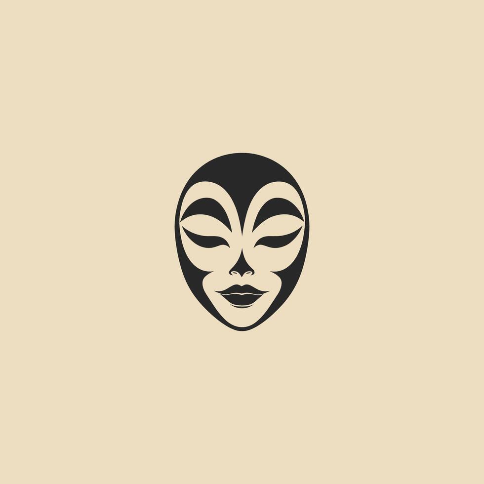 Black and white drawing of a smiling face. The face is drawn in a way that it is smiling vector