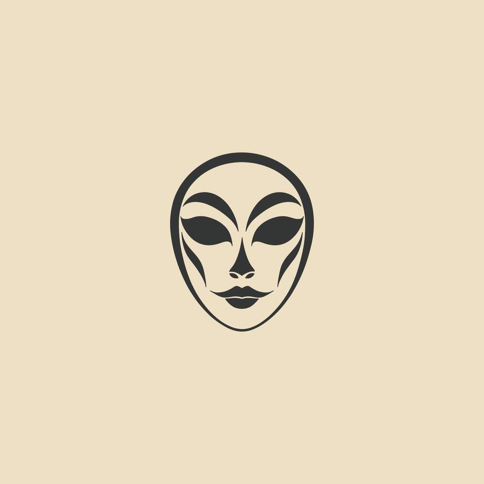 Black and white drawing of a face with a skull on it. The face is drawn in a stylized way vector
