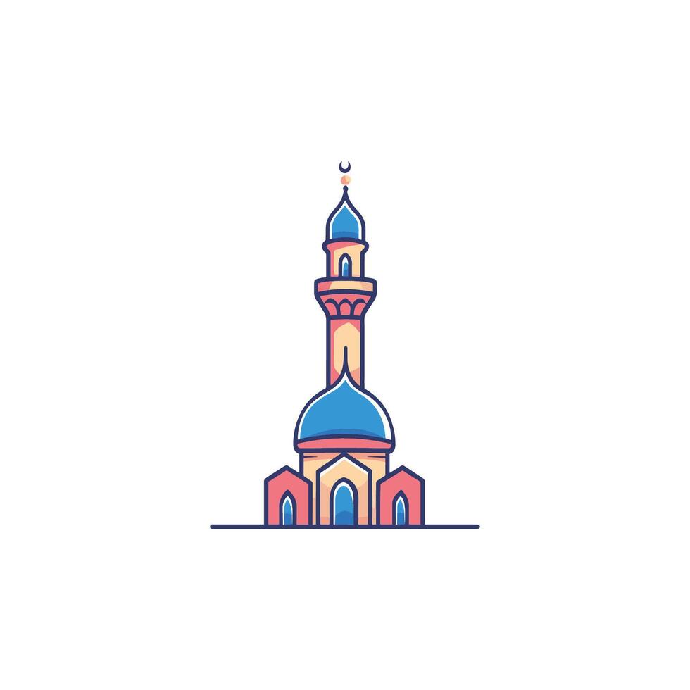 Tall building with a blue dome and a cross on top. The building is a mosque vector