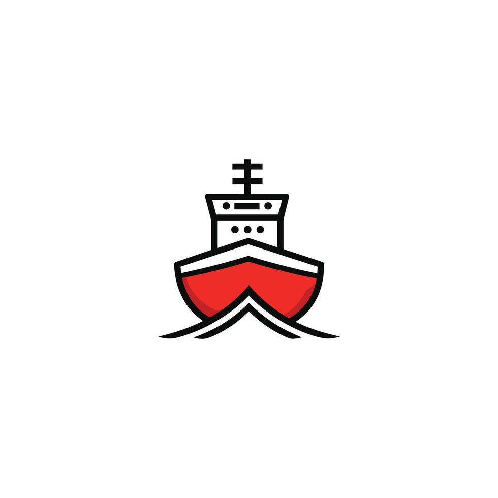 Red boat with a white stripe on the side. The boat is a symbol of travel and adventure vector