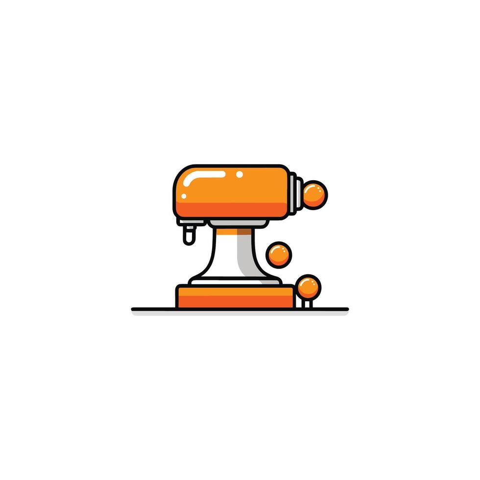 The image is a colorful cartoon drawing of a food processor with orange buttons and a white backgrou vector