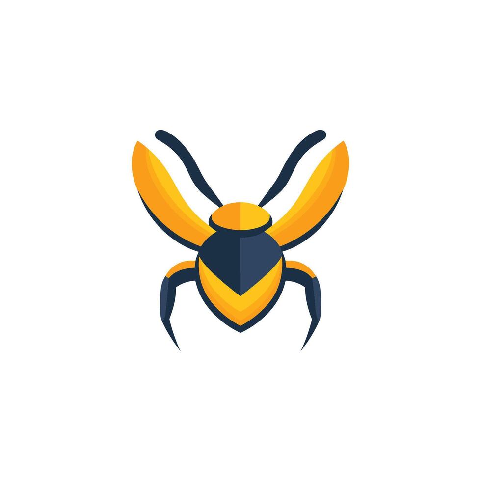 A yellow and black bug logo vector