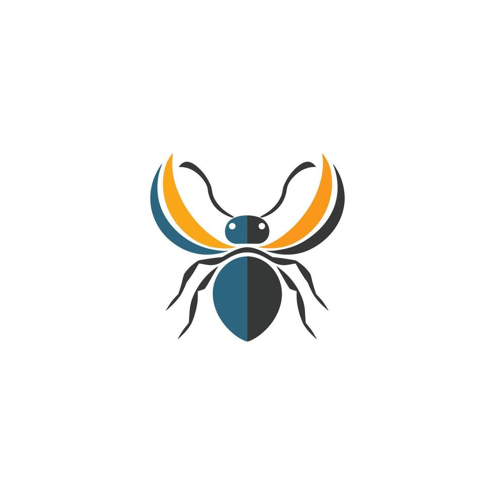 An insect logo with a black and orange design vector