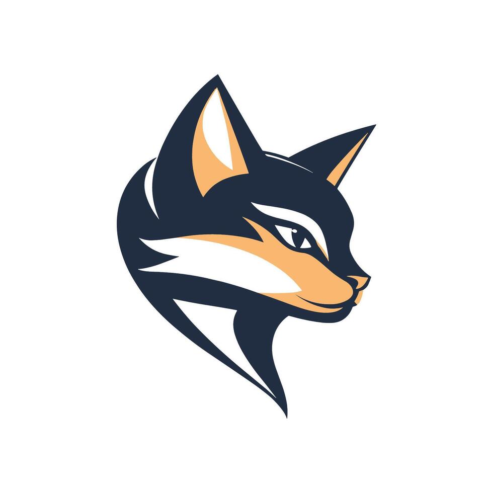 A cat head with a black and orange color scheme vector