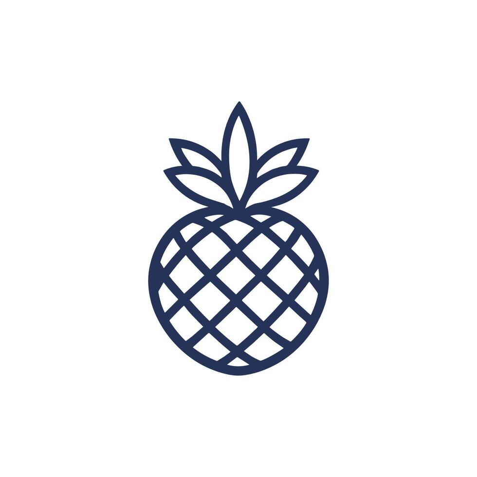 Pineapple is drawn in a blue and white color scheme. The pineapple is shown in a stylized way vector
