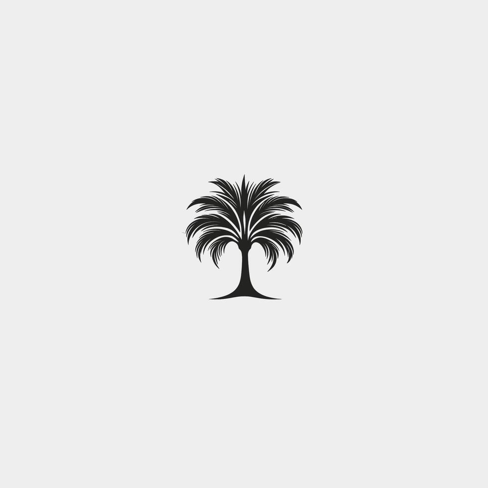 Tree is drawn in black and white on a white background. The tree is a palm tree vector