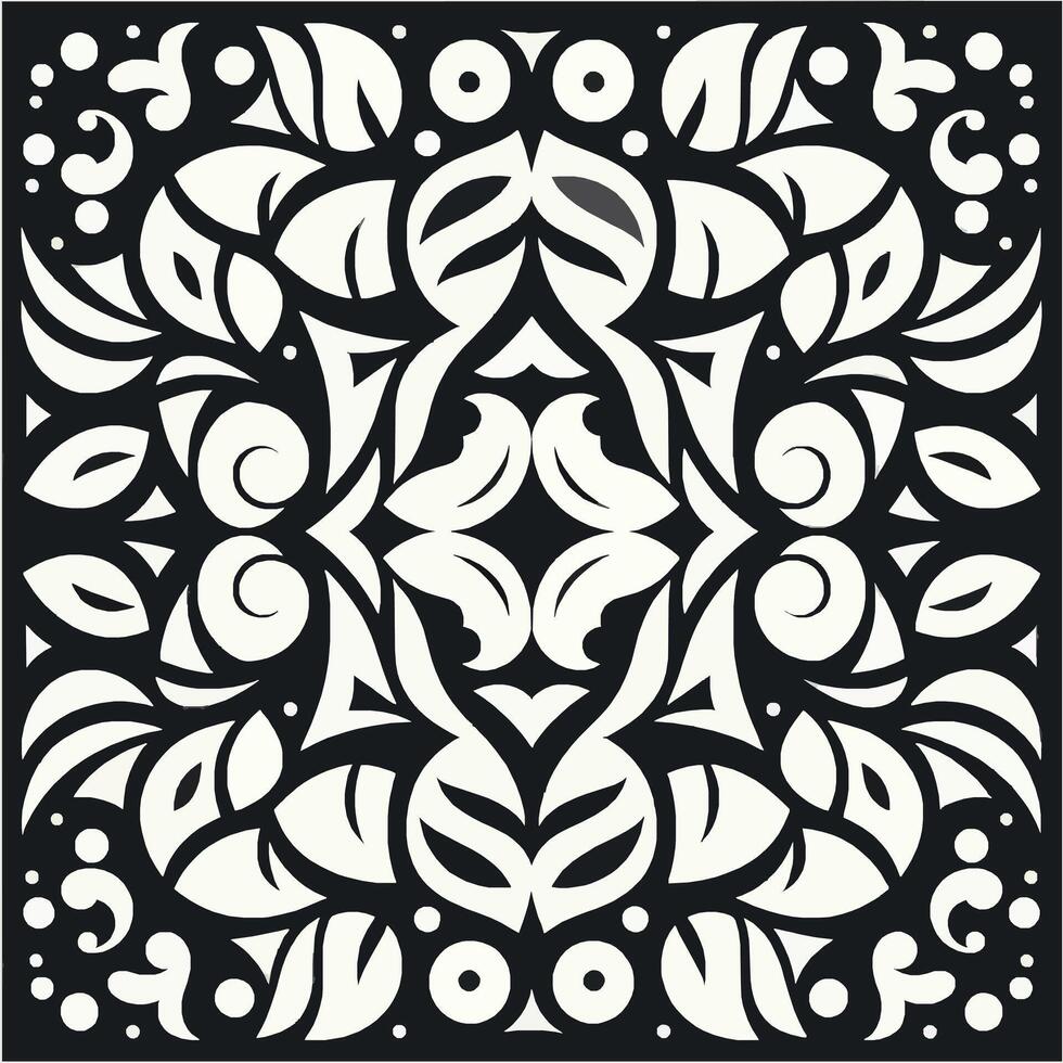 Elegant Black and White Floral Pattern with Intricate Design vector