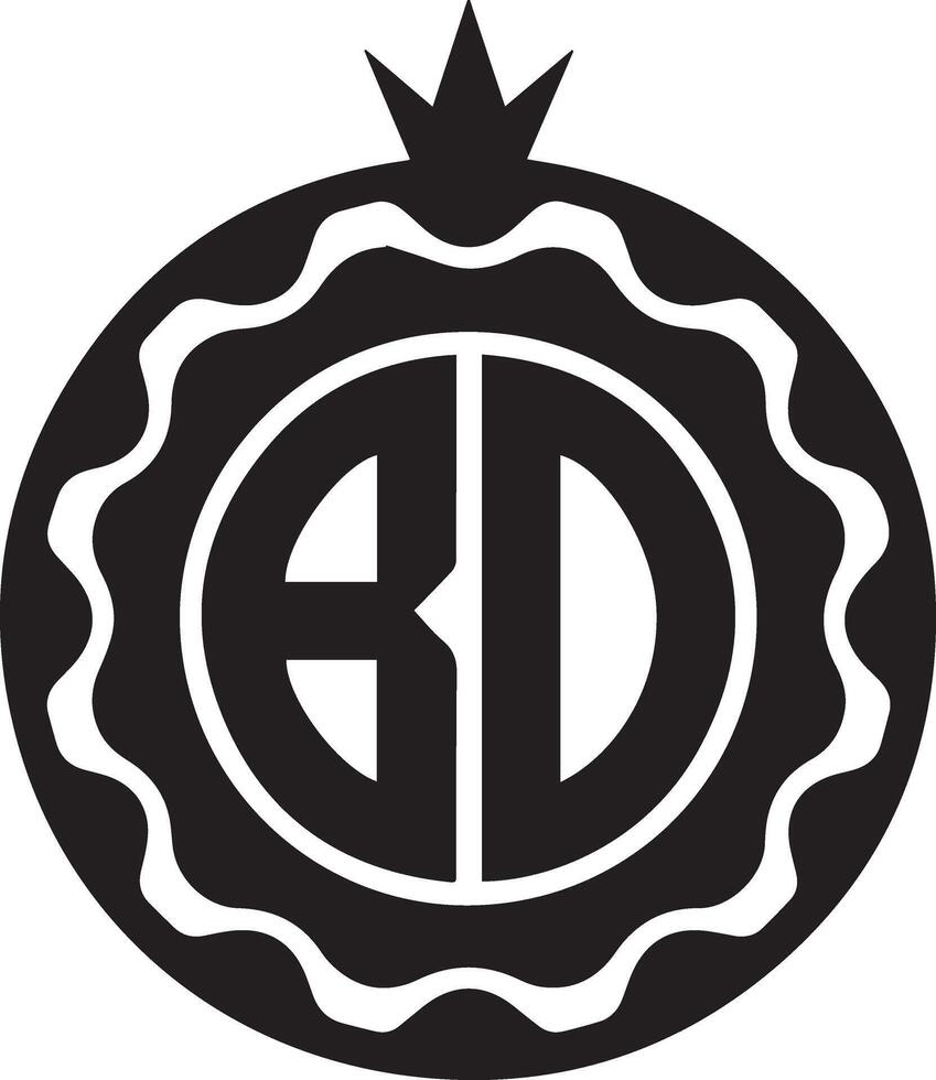 Round shield logo with text BD. vector