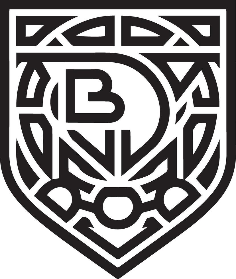 Letter logo with text BD, the text BD is centered inside the shield. vector