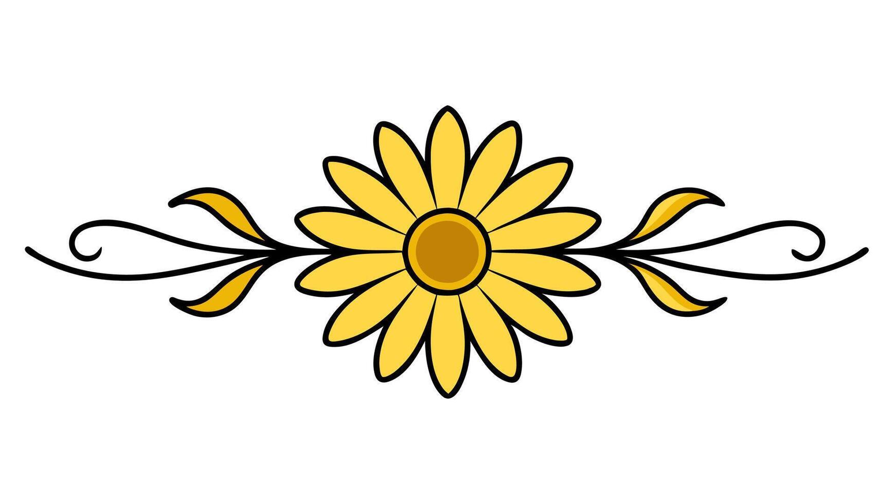 Beautiful Sunflower Ornament Heading Element vector