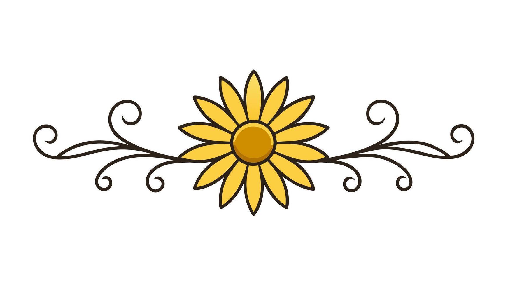 Sunflower Ornament Heading Illustration vector