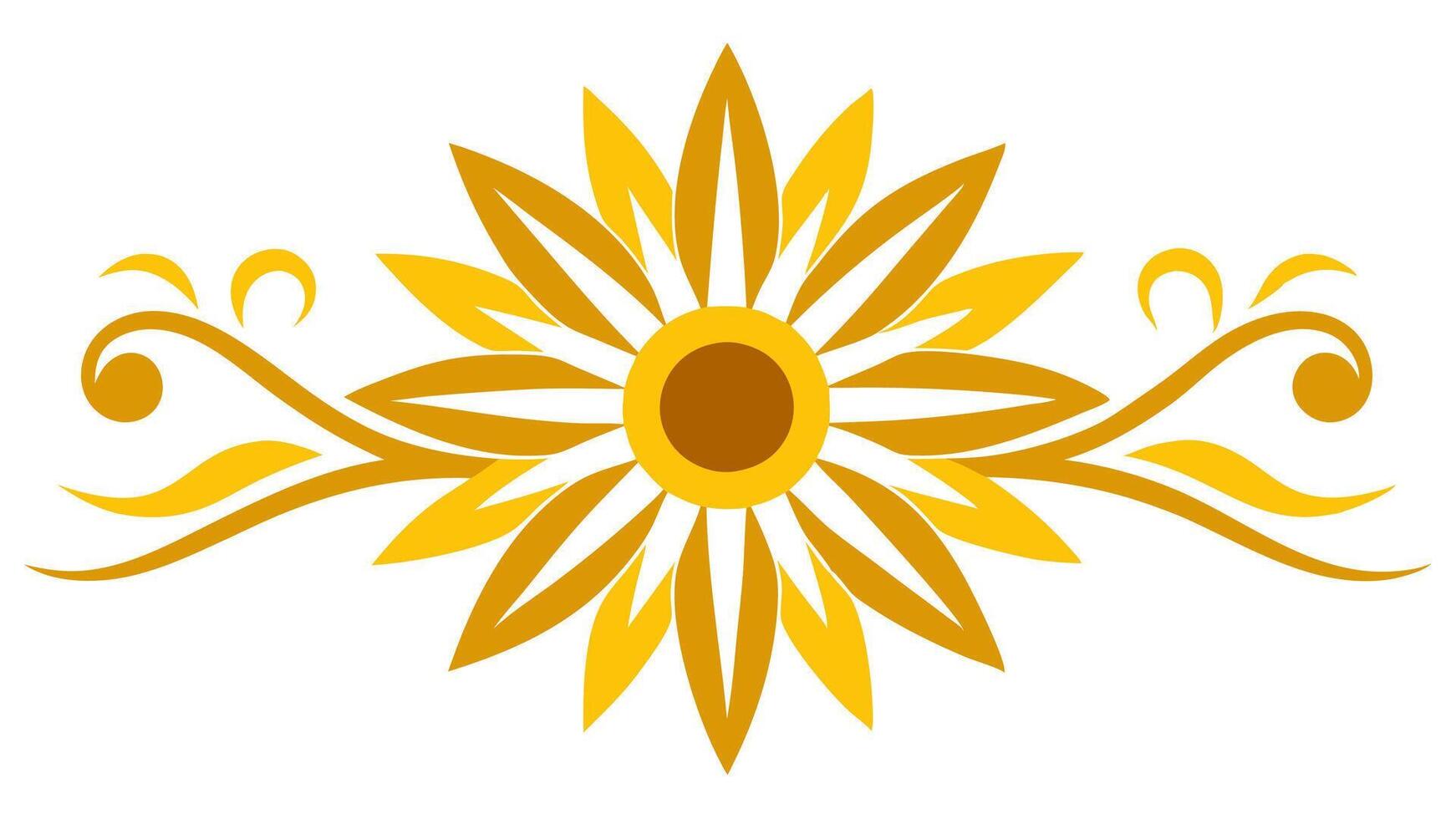 Beautiful Sunflower Ornament Heading Illustration vector