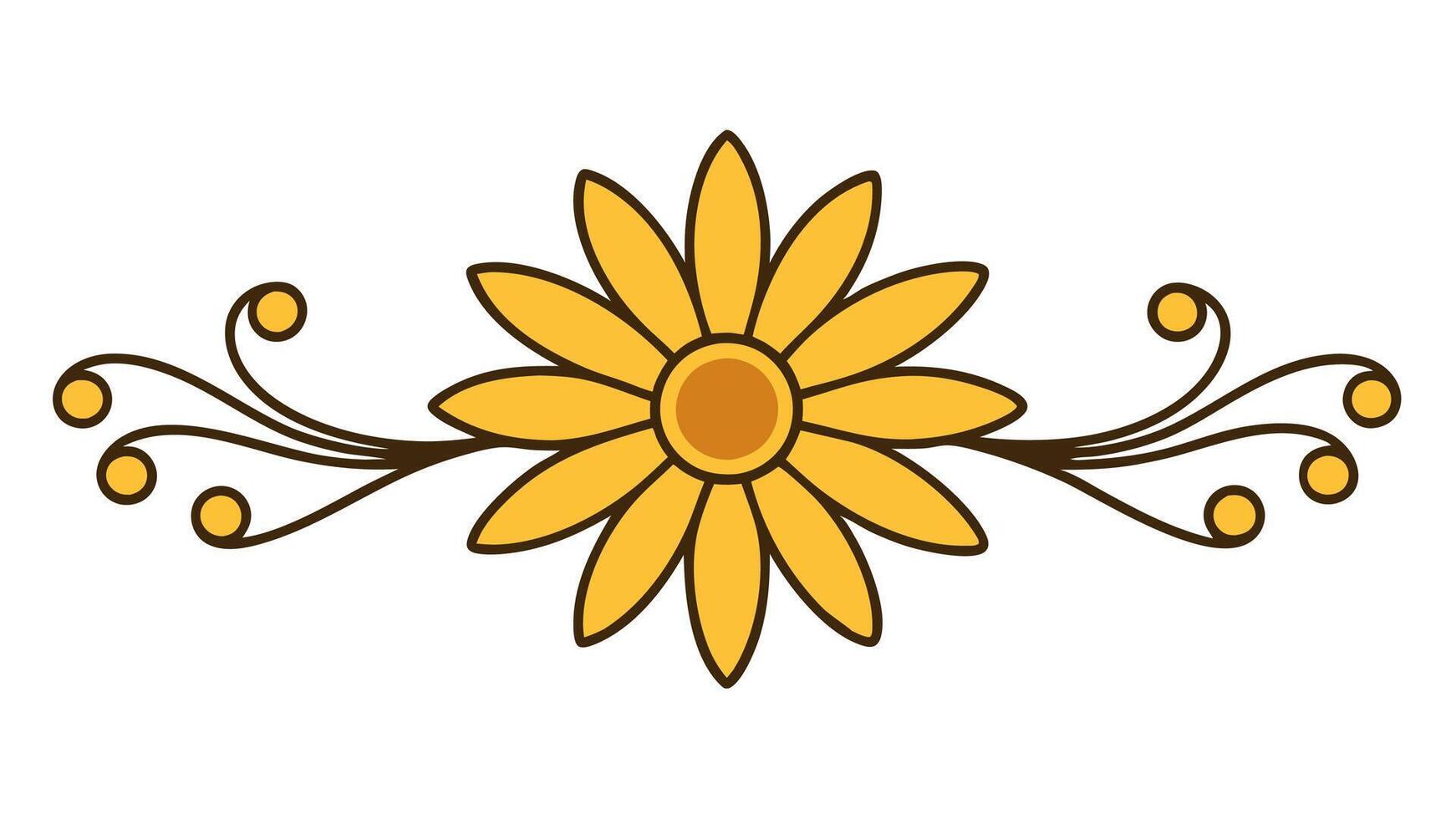 Sunflower Heading Ornament Design Elements Floral vector