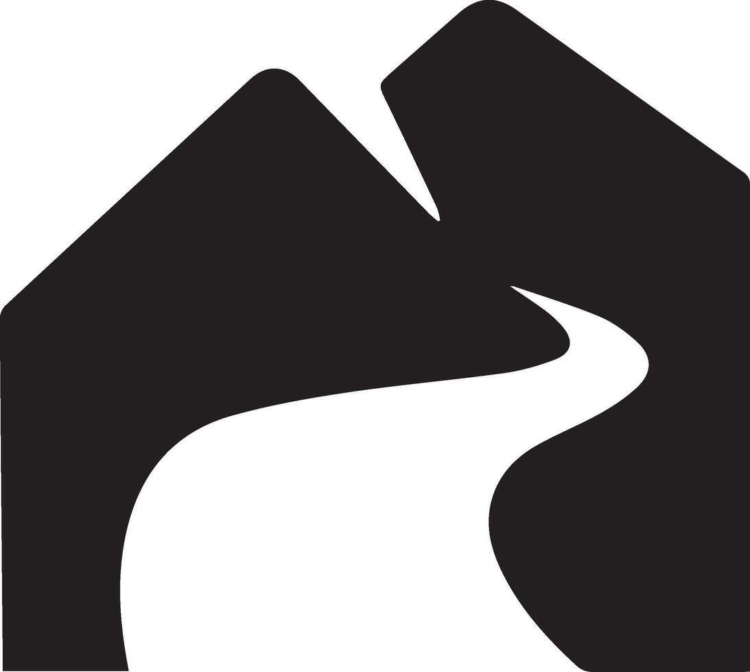 Mountain black and white with road in the middle vector