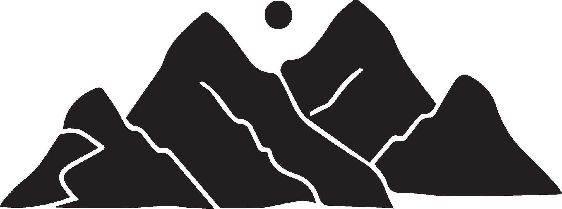 Mountain solid Illustration with Scenic Views and Natural Elements in Monochrome Design vector