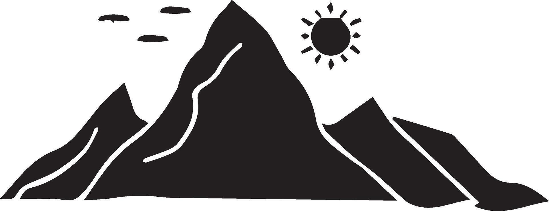Mountain black and white clipart vector