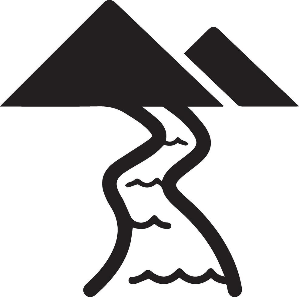 Mountain icon clipart with the river vector