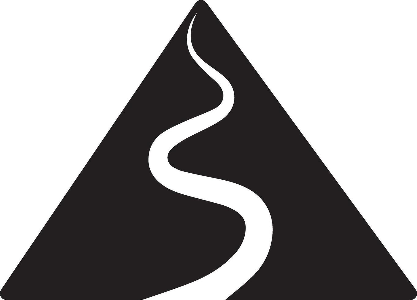 a mountain clipart black and white with river from the top vector