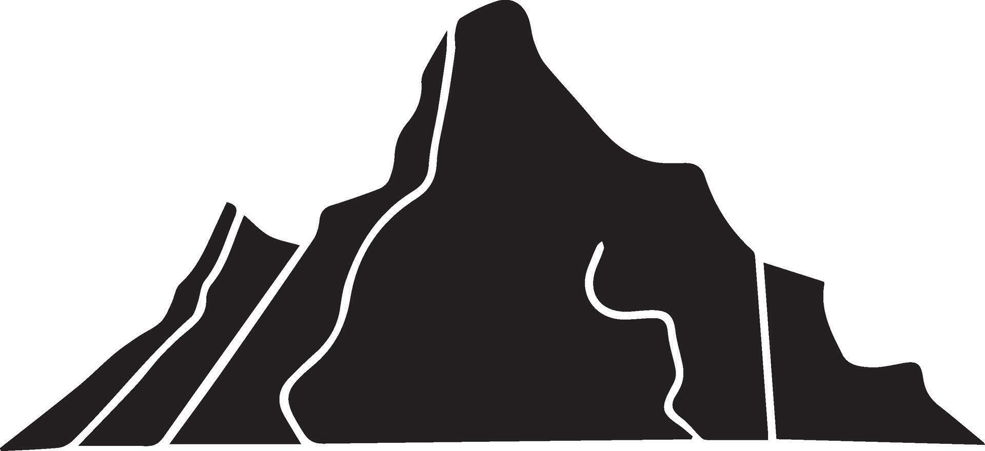 Mountain Outline Illustration with Natural Elements in Monochrome Design vector