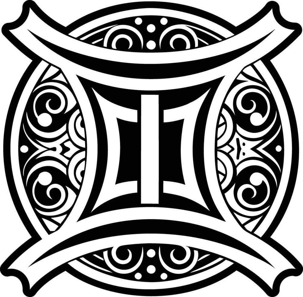 A solid style icon of gemini symbol vector