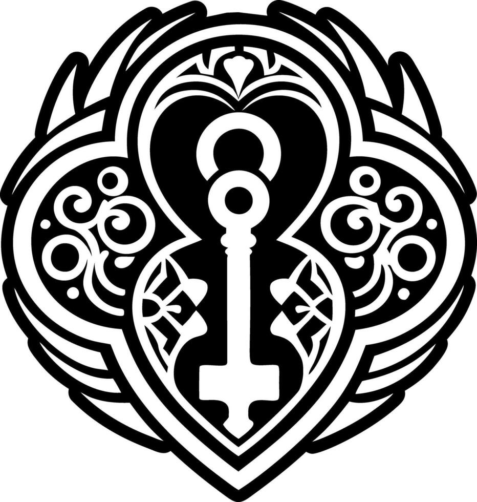 A solid style of key symbol vector