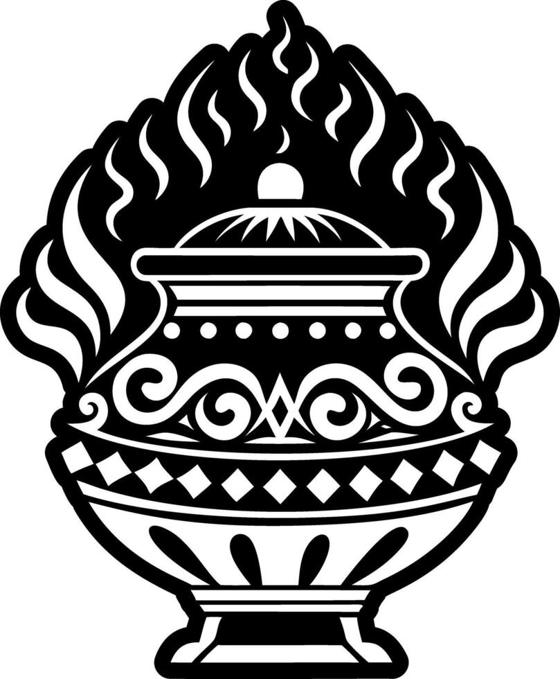Incense burner symbol icon in solid style vector