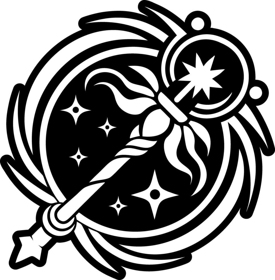 A filled style icon of enchanted wand symbol vector