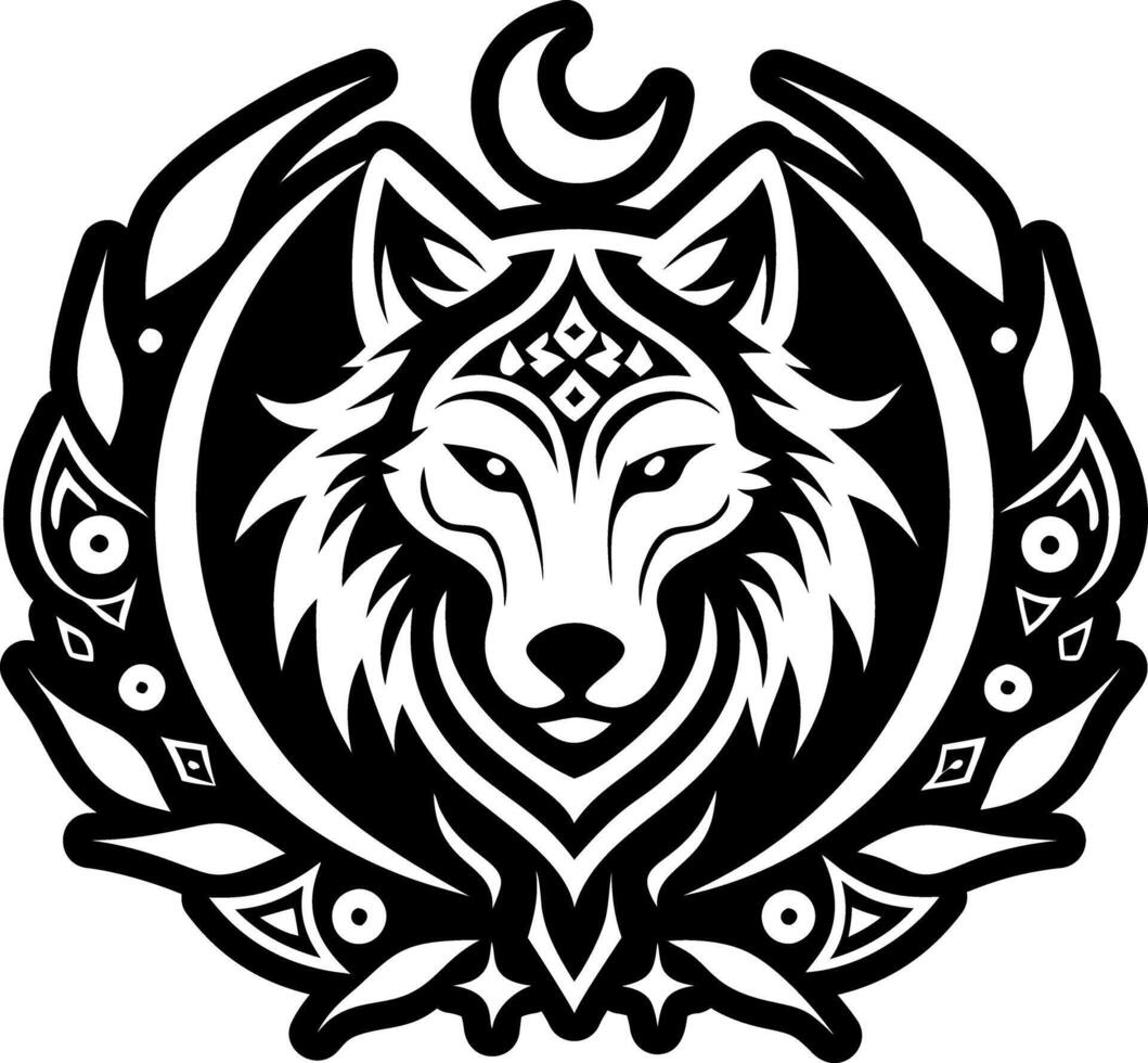 A solid style icon of wolf symbol vector