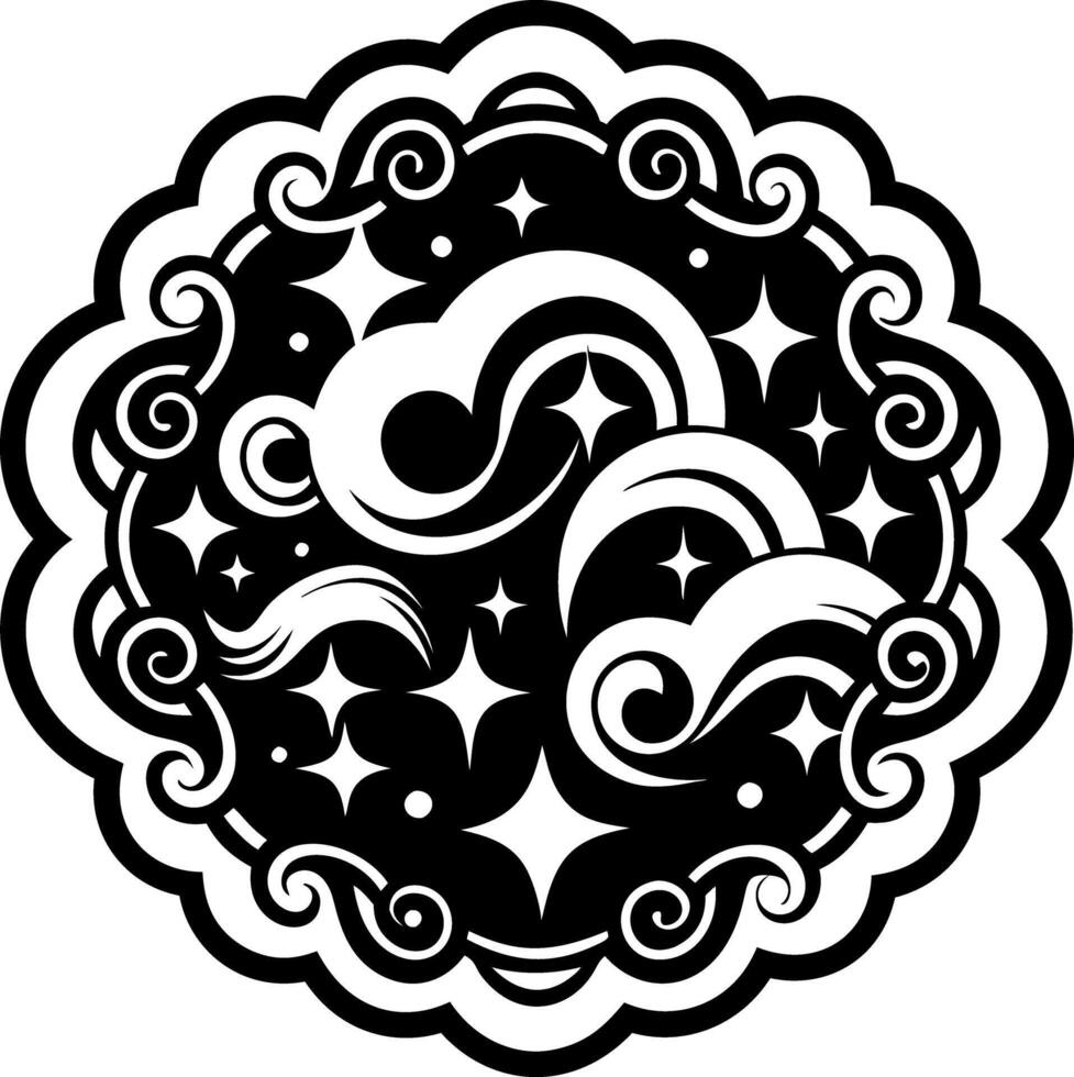 A solid style icon of mystic clouds symbol vector