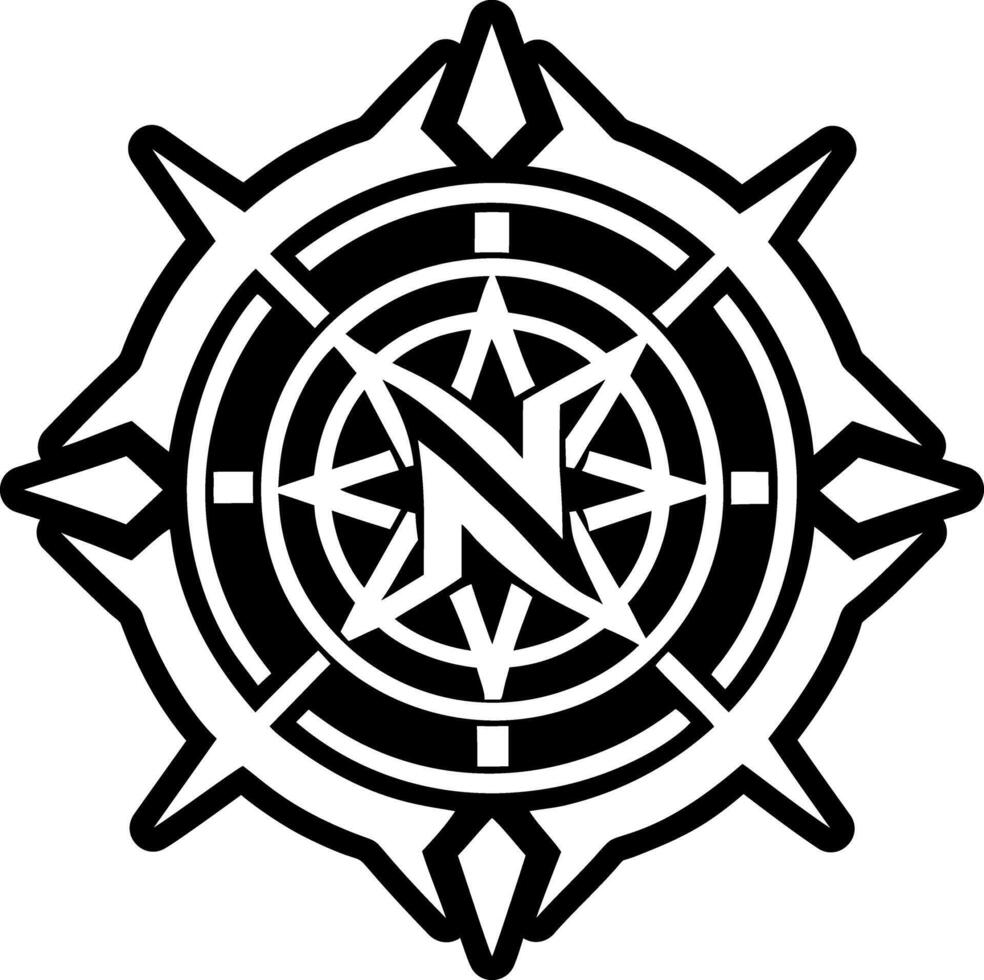 Compass icon in filled style vector