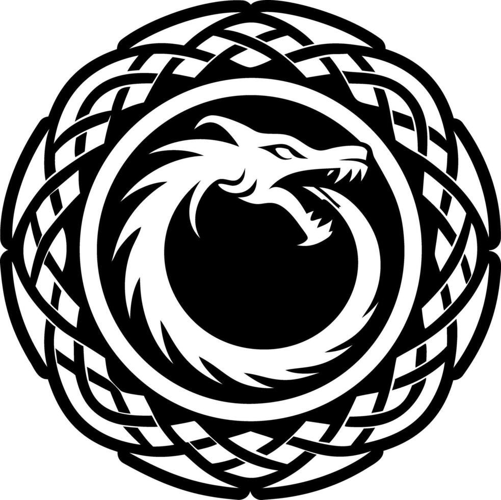 A filled style icon of ouroborus symbol vector